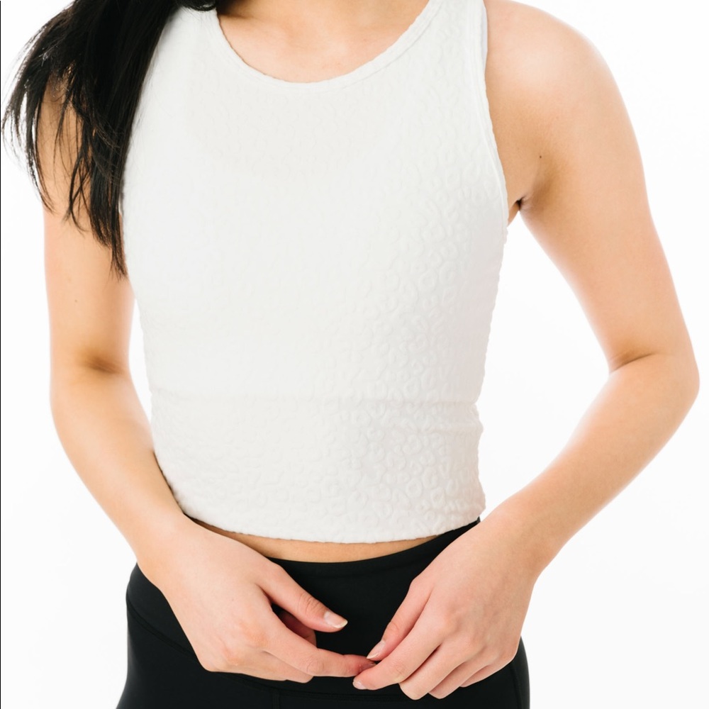 White Leopard Crop Tank